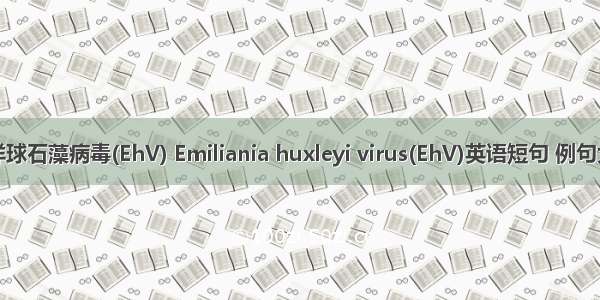 海洋球石藻病毒(EhV) Emiliania huxleyi virus(EhV)英语短句 例句大全