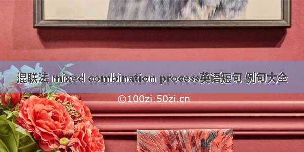 混联法 mixed combination process英语短句 例句大全