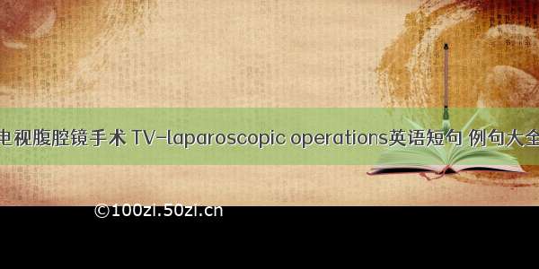 电视腹腔镜手术 TV-laparoscopic operations英语短句 例句大全