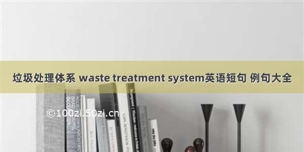 垃圾处理体系 waste treatment system英语短句 例句大全