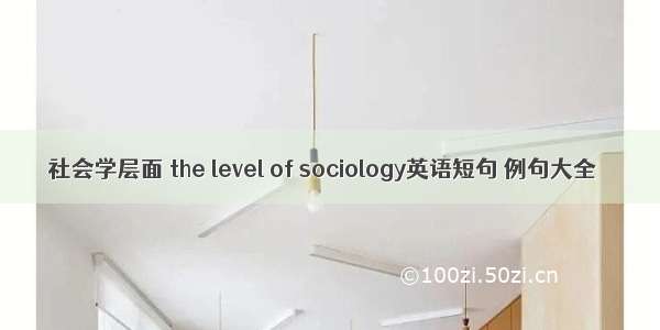 社会学层面 the level of sociology英语短句 例句大全