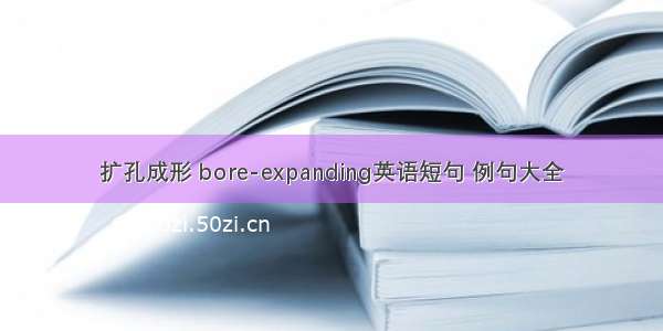 扩孔成形 bore-expanding英语短句 例句大全