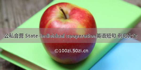 公私合营 State-individual cooperation英语短句 例句大全