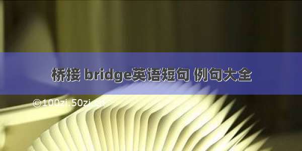 桥接 bridge英语短句 例句大全