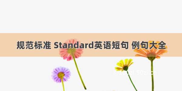 规范标准 Standard英语短句 例句大全