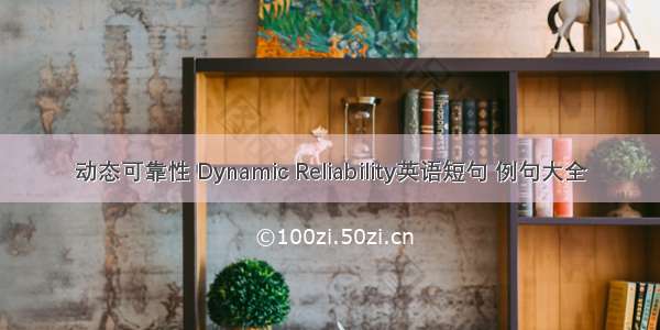 动态可靠性 Dynamic Reliability英语短句 例句大全