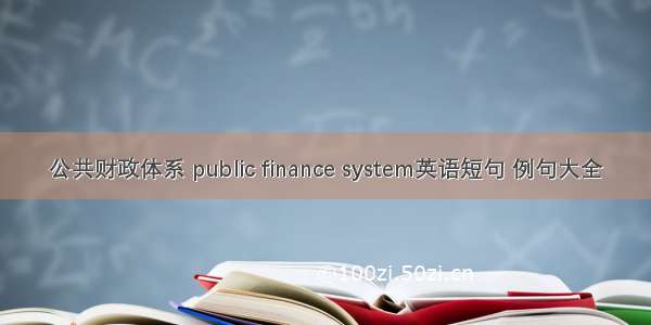 公共财政体系 public finance system英语短句 例句大全