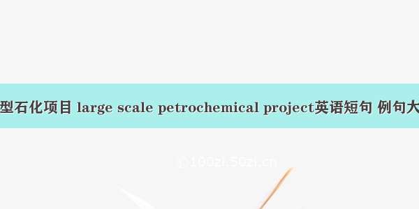 大型石化项目 large scale petrochemical project英语短句 例句大全