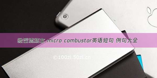 微型燃烧室 micro combustor英语短句 例句大全