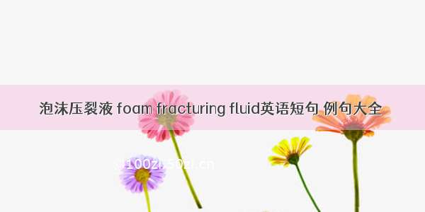 泡沫压裂液 foam fracturing fluid英语短句 例句大全