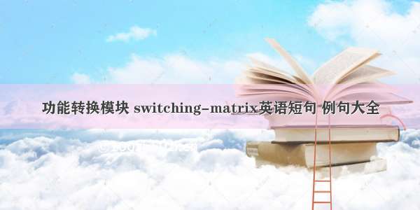 功能转换模块 switching-matrix英语短句 例句大全