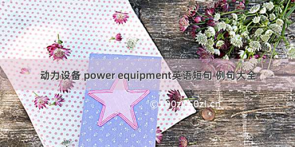 动力设备 power equipment英语短句 例句大全