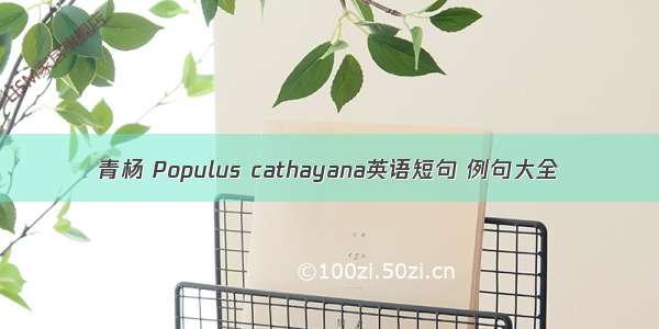 青杨 Populus cathayana英语短句 例句大全