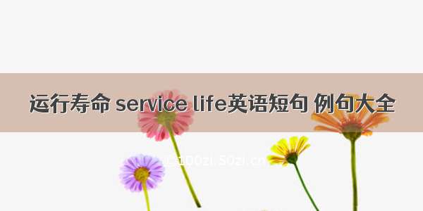 运行寿命 service life英语短句 例句大全