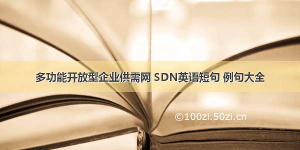 多功能开放型企业供需网 SDN英语短句 例句大全
