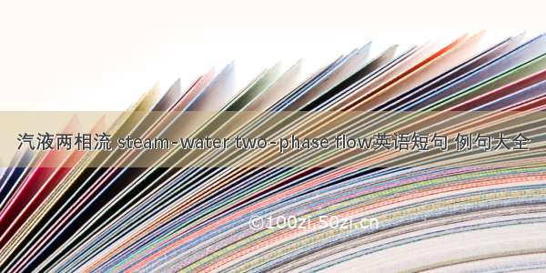 汽液两相流 steam-water two-phase flow英语短句 例句大全