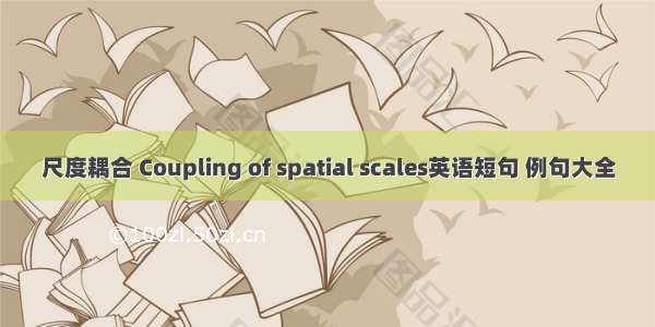 尺度耦合 Coupling of spatial scales英语短句 例句大全