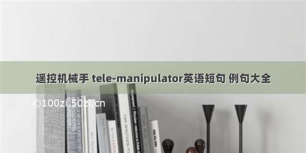 遥控机械手 tele-manipulator英语短句 例句大全
