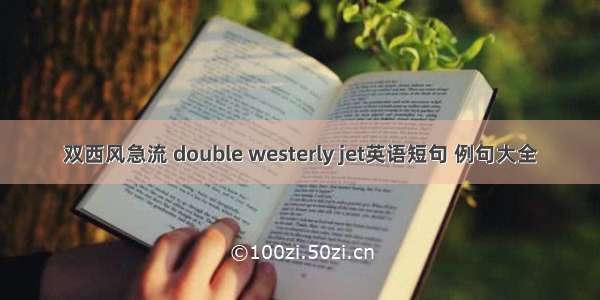 双西风急流 double westerly jet英语短句 例句大全