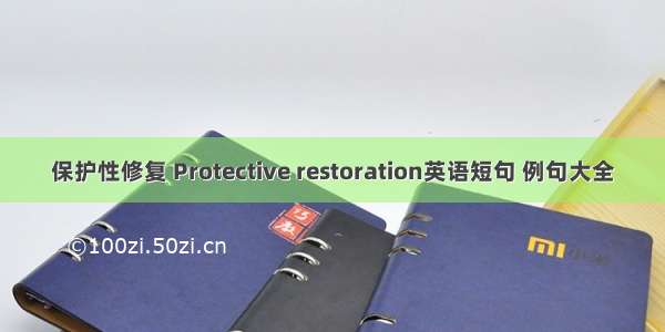 保护性修复 Protective restoration英语短句 例句大全