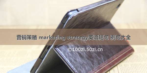 营销策略 marketing strategy英语短句 例句大全