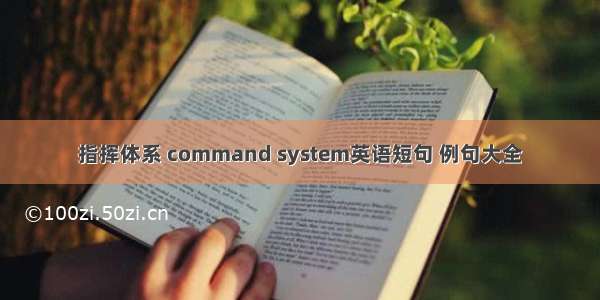 指挥体系 command system英语短句 例句大全