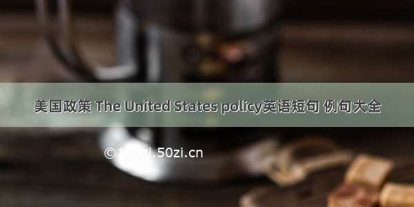 美国政策 The United States policy英语短句 例句大全