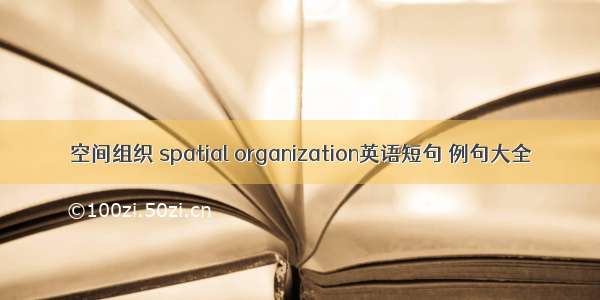 空间组织 spatial organization英语短句 例句大全