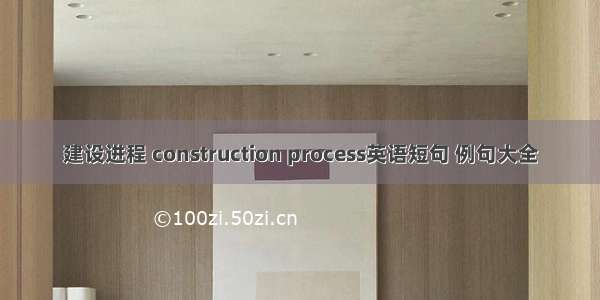 建设进程 construction process英语短句 例句大全