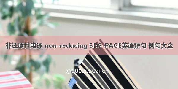 非还原性电泳 non-reducing SDS-PAGE英语短句 例句大全