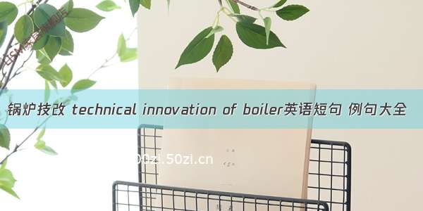 锅炉技改 technical innovation of boiler英语短句 例句大全