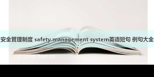 安全管理制度 safety management system英语短句 例句大全