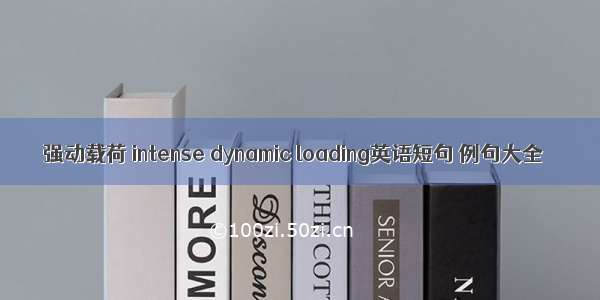 强动载荷 intense dynamic loading英语短句 例句大全