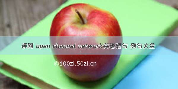 渠网 open channel network英语短句 例句大全