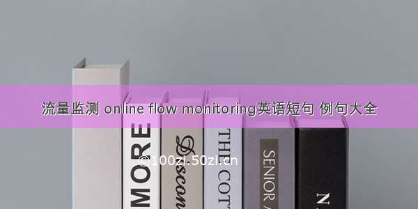 流量监测 online flow monitoring英语短句 例句大全