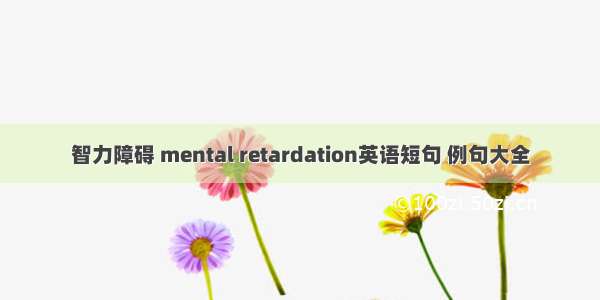 智力障碍 mental retardation英语短句 例句大全