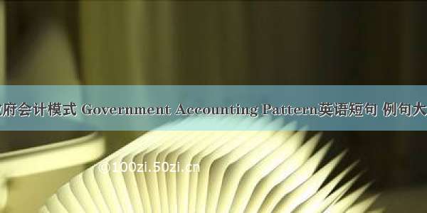 政府会计模式 Government Accounting Pattern英语短句 例句大全