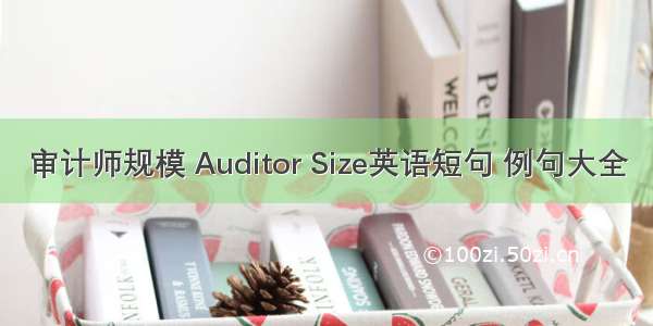 审计师规模 Auditor Size英语短句 例句大全