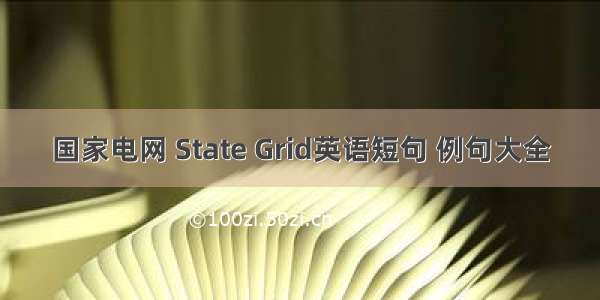 国家电网 State Grid英语短句 例句大全