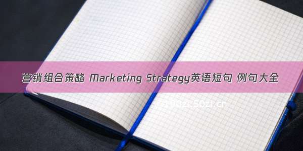 营销组合策略 Marketing Strategy英语短句 例句大全