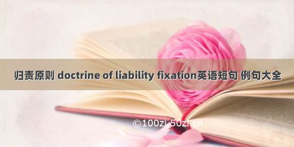 归责原则 doctrine of liability fixation英语短句 例句大全