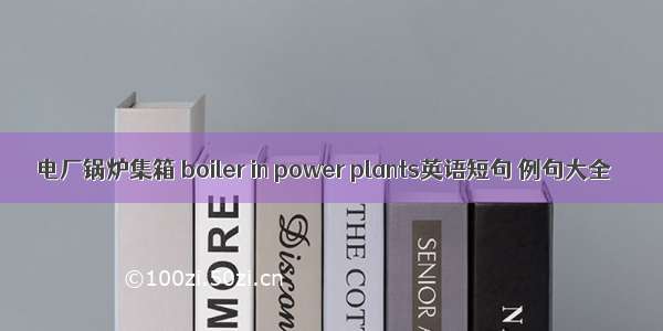 电厂锅炉集箱 boiler in power plants英语短句 例句大全