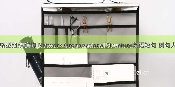 网络型组织结构 Network Organizational Structure英语短句 例句大全