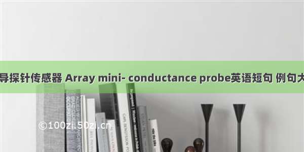 电导探针传感器 Array mini- conductance probe英语短句 例句大全