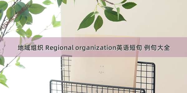 地域组织 Regional organization英语短句 例句大全