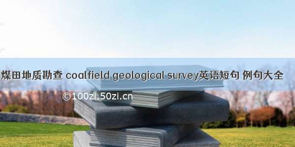 煤田地质勘查 coalfield geological survey英语短句 例句大全