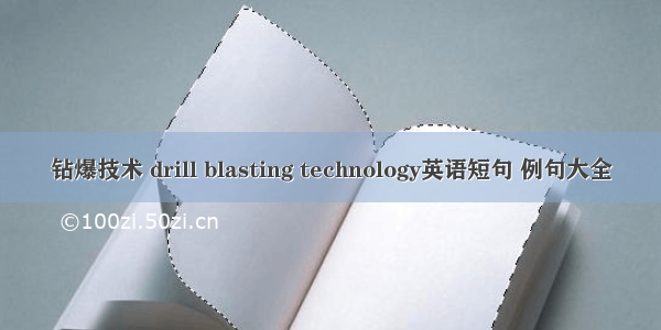 钻爆技术 drill blasting technology英语短句 例句大全