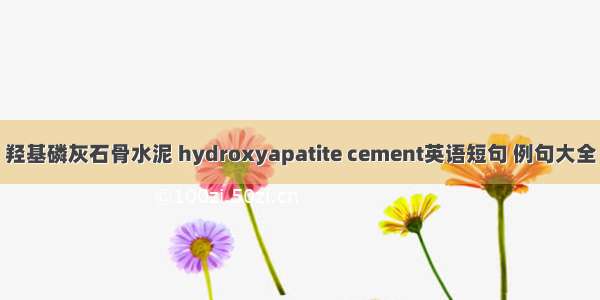 羟基磷灰石骨水泥 hydroxyapatite cement英语短句 例句大全