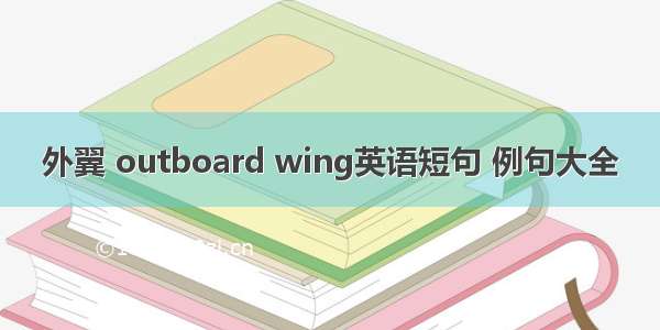 外翼 outboard wing英语短句 例句大全