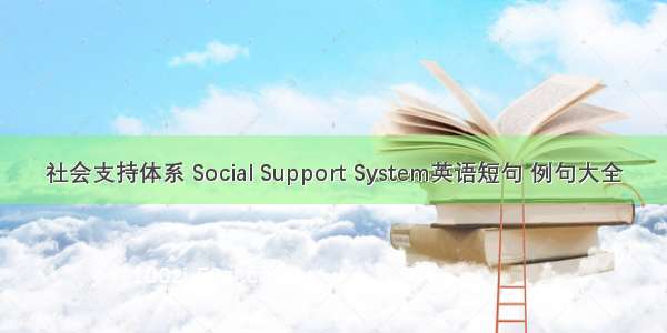社会支持体系 Social Support System英语短句 例句大全